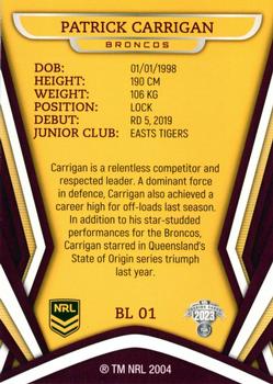 2023 Traders Best & Less Exclusive #BL01 Patrick Carrigan Back